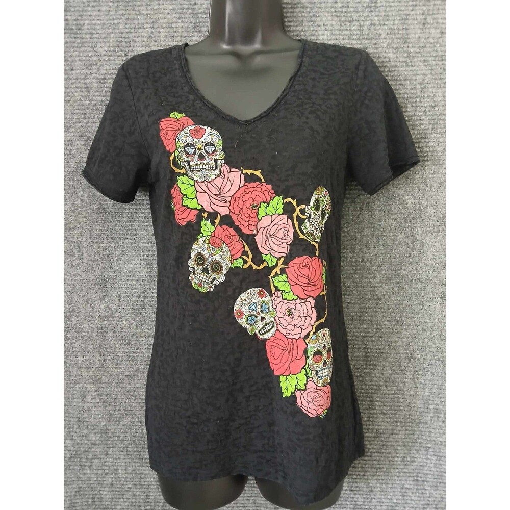 Dali Museum Womens Sz S Graphic Tee Burnout St. Pete Skull Rose Goth Grunge Art